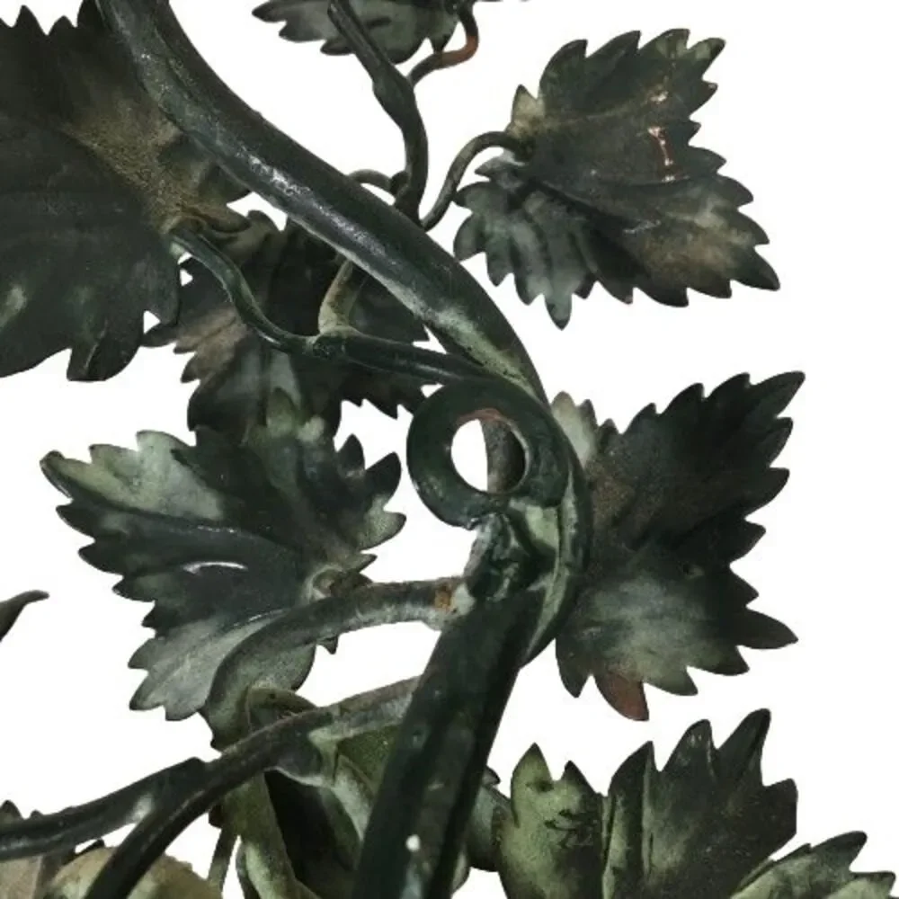 Pair Vtg ITALIAN TOLE Metal Candle WALL SCONCE GRAPES LEAVES VINES Candle Holder